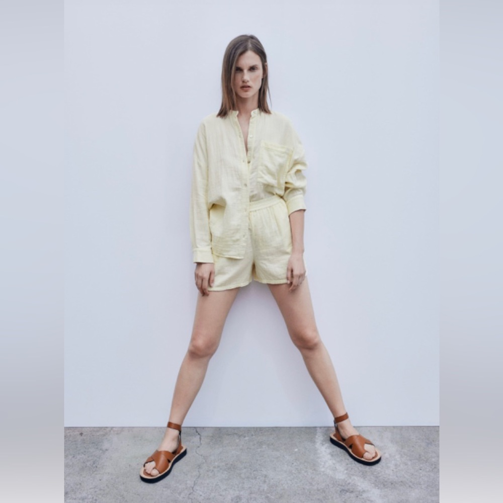 Zara signature lingerie textured short cream color size L